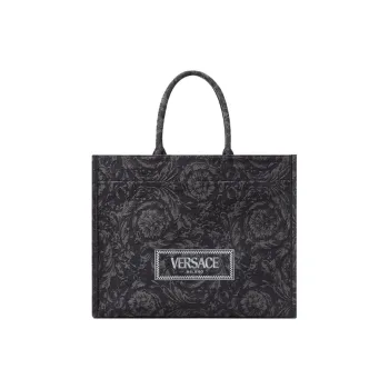VERSACE Barocco Canvas Tote Bag, Shopping Bag, Handbag Tubas Women's Black