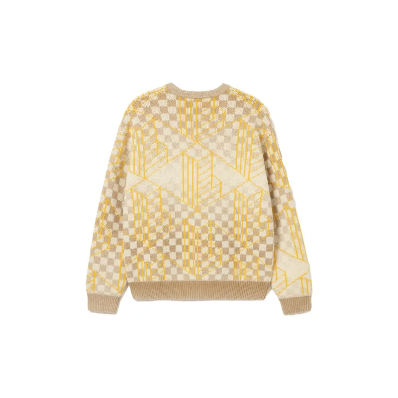 LACOSTE Sweater Unisex Yellow Gray Plaid-1