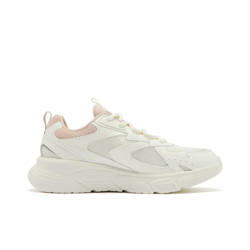 QIAODAN Shock Absorbers Slip Resistant, Abrasion Resistant, Lightweight Low Top Running Shoes Women's Ivory Peach Pink-1