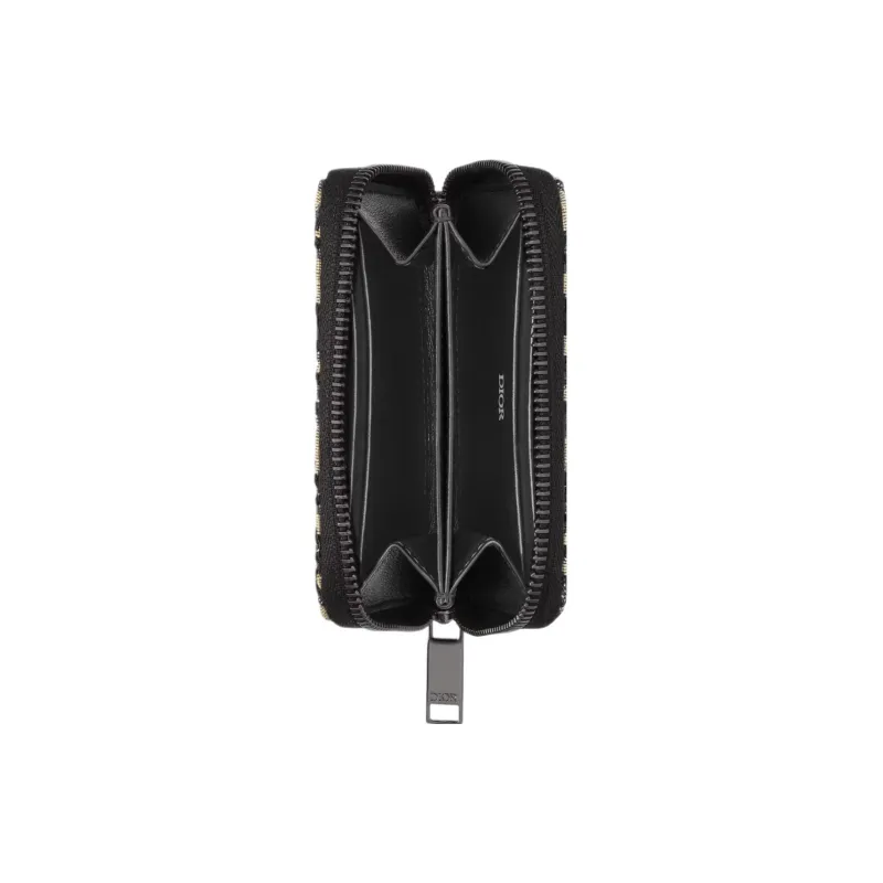 DIOR Jacquard Fabric With Smooth Calfskin Card Clip Card Holder Men's Beige & Black-2