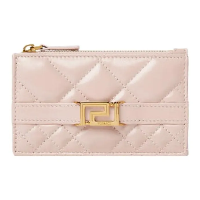 FANSIZHE Leather Card Holder Women's Light Pink-0