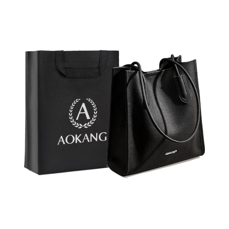 AOKANG Cow Leather Handbag, Shoulder Bag Women's Cookie/Milk Tea/Classic Black-10