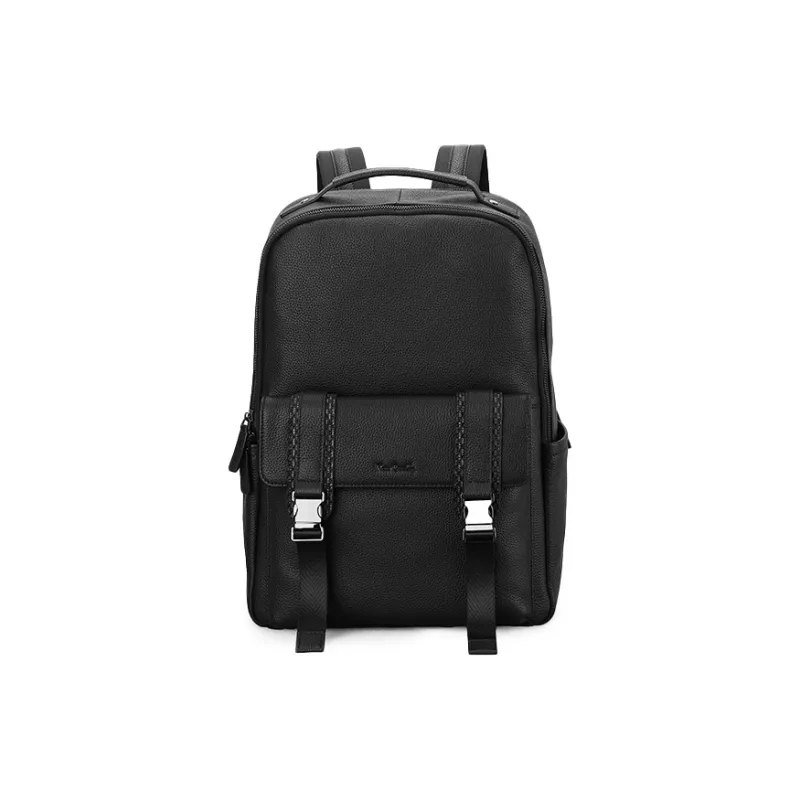 PIERRE CARDIN Top Grain Cow Leather Laptop Bag Backpack Tubas Men's Black-3