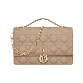 DIOR Lambskin Handbag Women's Cookie