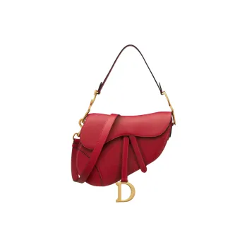 DIOR Saddle Grain Calfskin Saddle Bag, Shoulder Bag, Crossbody Bag, Handbag Women's Red