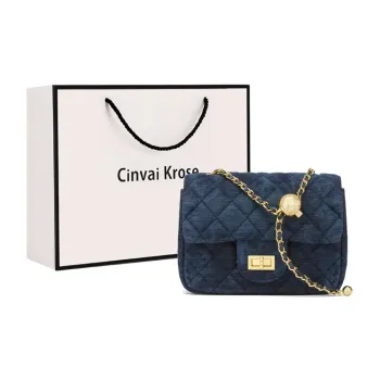 CinvaiKrose Shoulder Bags Dark Blue Shopping Bag Included