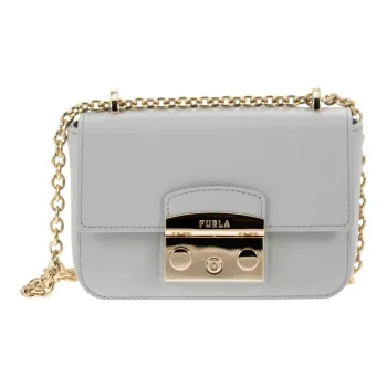Furla Metropolis Collection Soft Calfskin Shoulder Bag Crossbody Bag Mini Women's Gray