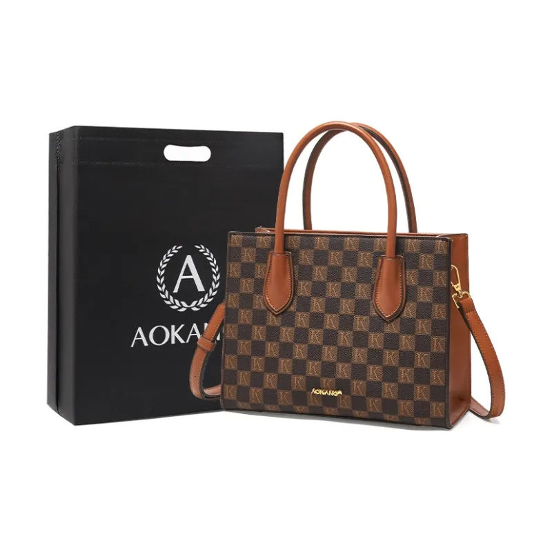 AOKANG PVC Crossbody Bags Totes Mom Bag Tote Bag Shopping Bag Shoulder Bags Handbags Medium Size Women's Khaki Coffee-5