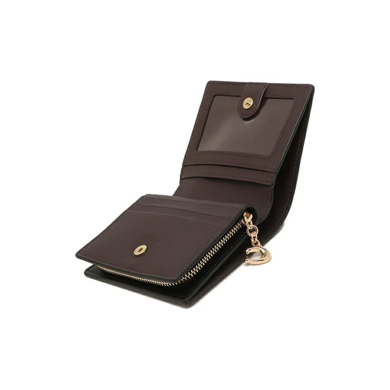 COACH Snap Wallet Canvas With Leather Document Wallet Card Holder Women's Black-4