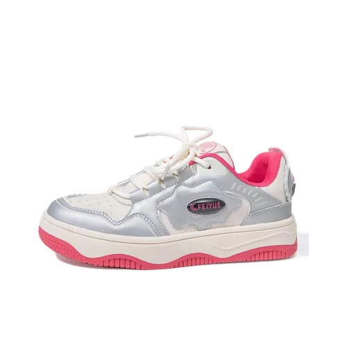 Feiyue Skateboard Shoes Women's Low-Top Beige/Silver/Pink