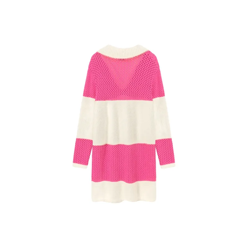 CHUU Long Sleeved Dresses Women's Pink Stripes-1