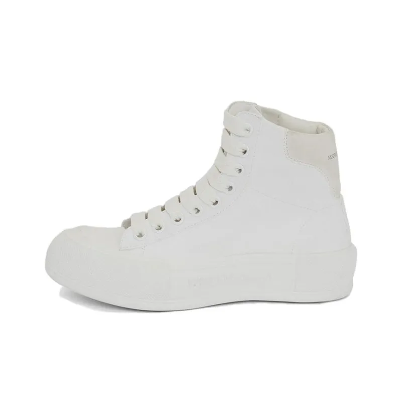 Alexander McQueen Deck Plimsoll High Top Sneaker Optical White Women's-0