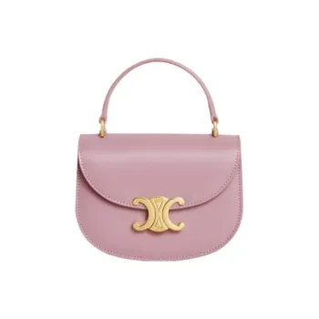 CELINE BesaceClea Triomphe Cow Leather Shoulder Bag, Crossbody Bag, Handbag Mini Women's Petal Color