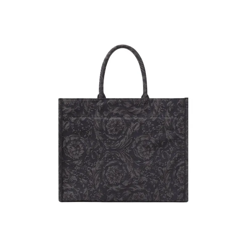 VERSACE Barocco Canvas Tote Bag, Shopping Bag, Handbag Tubas Women's Black-2