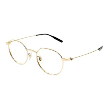MONTBLANC Plate And Metal Irregular Shape Eyeglass Frames Unisex Gold