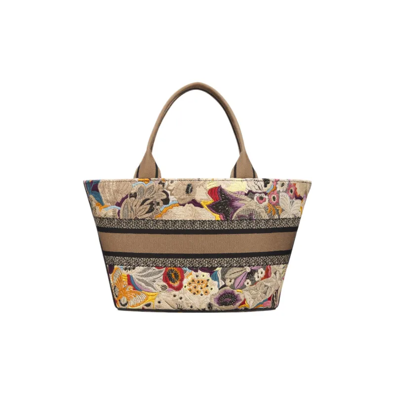 DIOR Butterfly Embroidery Tote Bag Shopping Bag Shoulder Bag Crossbody Bag Handbag Women's Greige/Multicolor-4