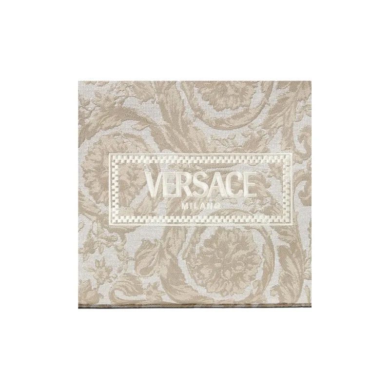 VERSACE Barocco Canvas Tote Bag Shopping Bag Handbag Women's Beige-4