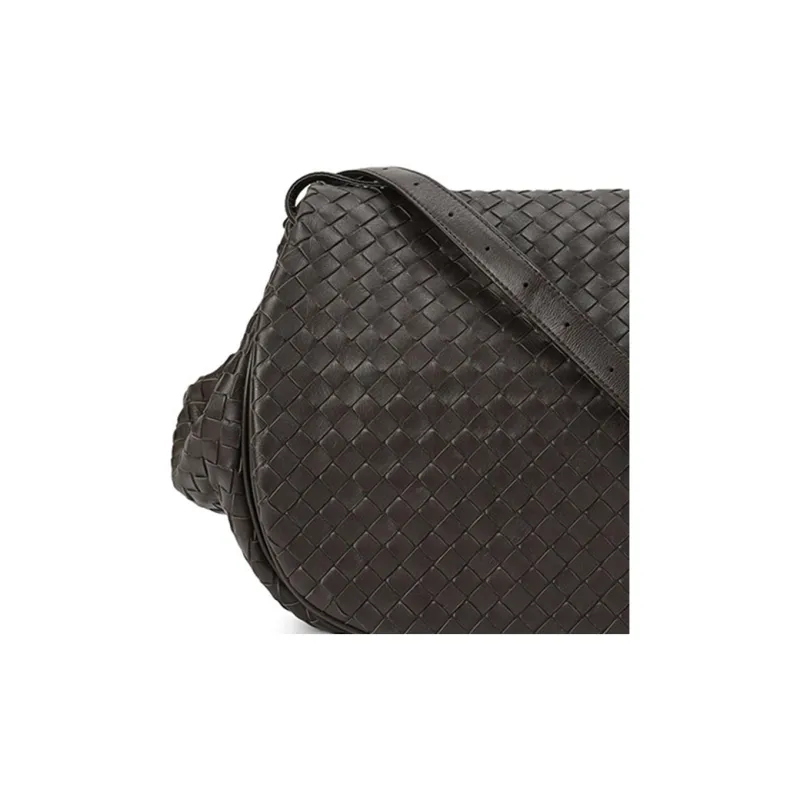 Bottega Veneta Lambskin Shoulder Bag Women's Dark Brown-3