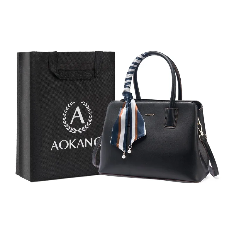 AOKANG Cow Leather Mom Bag, Wedding Bag, Tote Bag, Shopping Bag, Handbag Women's Red/Black/White-8