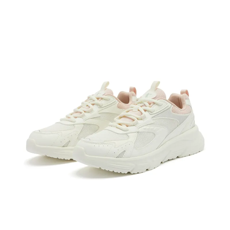 QIAODAN Shock Absorbers Slip Resistant, Abrasion Resistant, Lightweight Low Top Running Shoes Women's Ivory Peach Pink-2