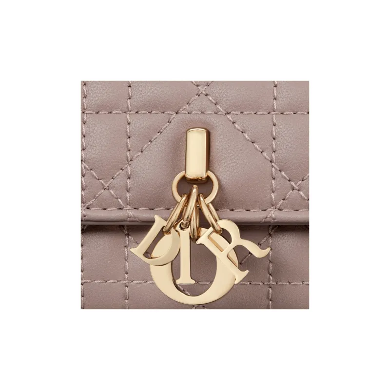 DIOR Sheepskin Wallet Extra Small Women's Taupe-4