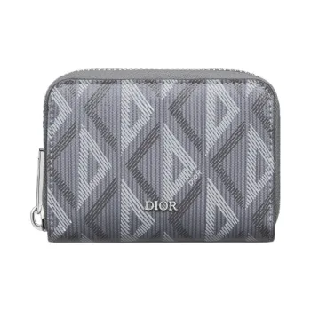 DIOR Diamond Canvas Card Holder Men's Dio Gray