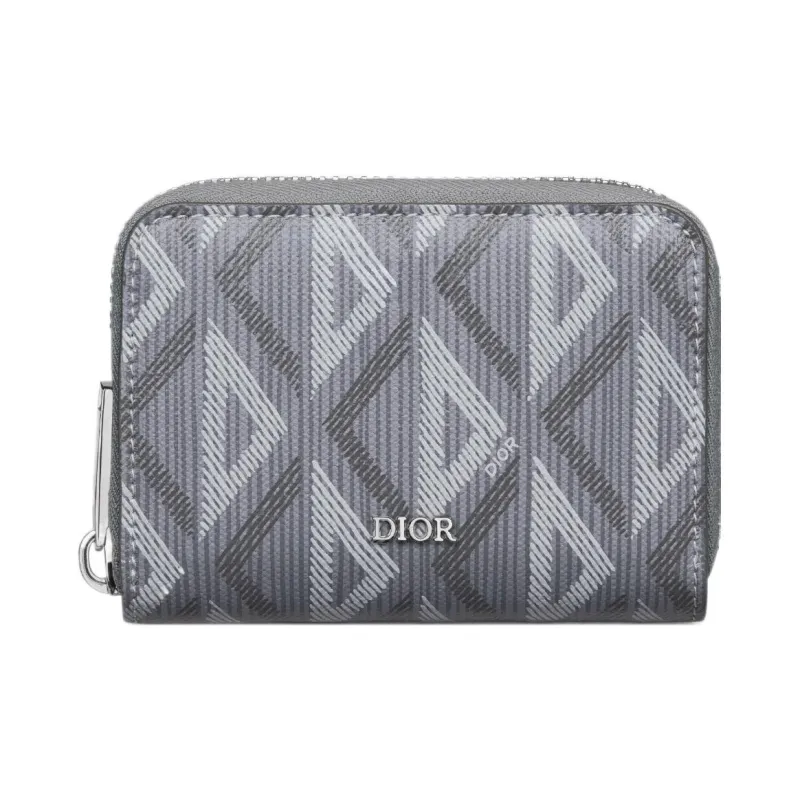 DIOR Diamond Canvas Card Holder Men's Dio Gray-0