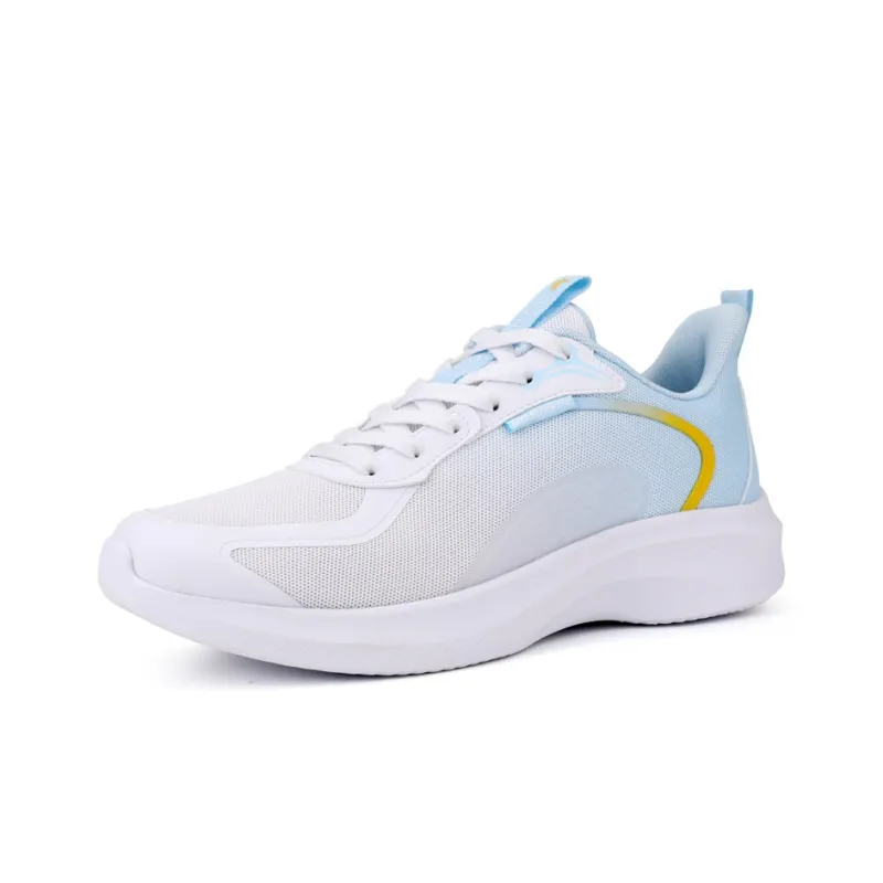 QIAODAN Cushioned Slip Resistant Breathable Low Top Running Shoes Men's White Blue-2