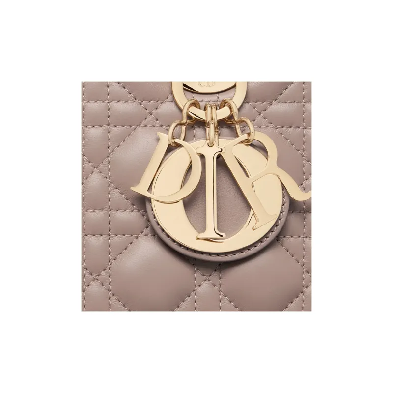 DIOR Lady Dior Lambskin Dior Bag Shoulder Bag Crossbody Bag Handbag Medium Size Women's Taupe-5
