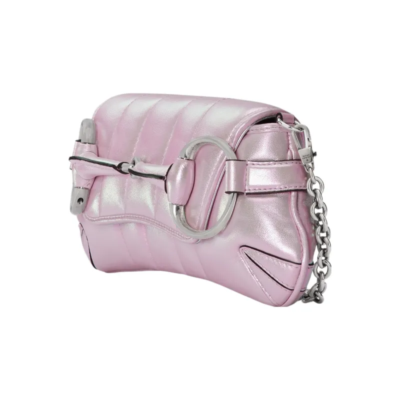 GUCCI HORSEBIT CHAIN Leather Shoulder Bag Handheld Shoulder Bag Women's Iridescent Pink-4