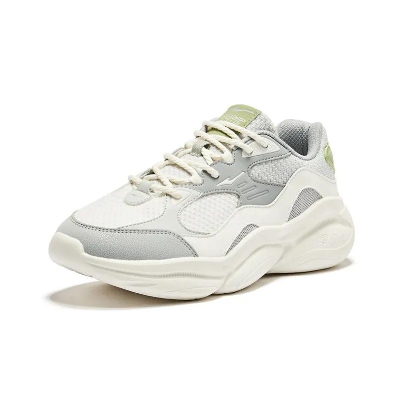 Erke Splendid Anti-Slip Wear-Resistant Low-Top Casual Shoes Men's Microcrystalline White Slate Gray-2