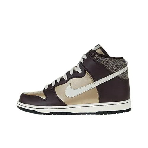 Nike Dunk High Skateboard Shoes Women's Mid-Top Brown Gold