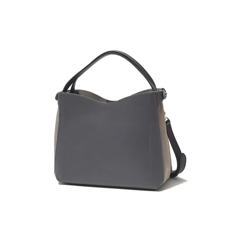 Furla Primula Leather Hobo Bag Shoulder Bag Crossbody Handbag Small Size Women's Cool Gray & Brown-2
