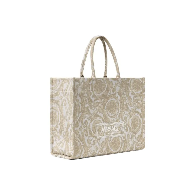 VERSACE Barocco Canvas Tote Bag Shopping Bag Handbag Women's Beige-1