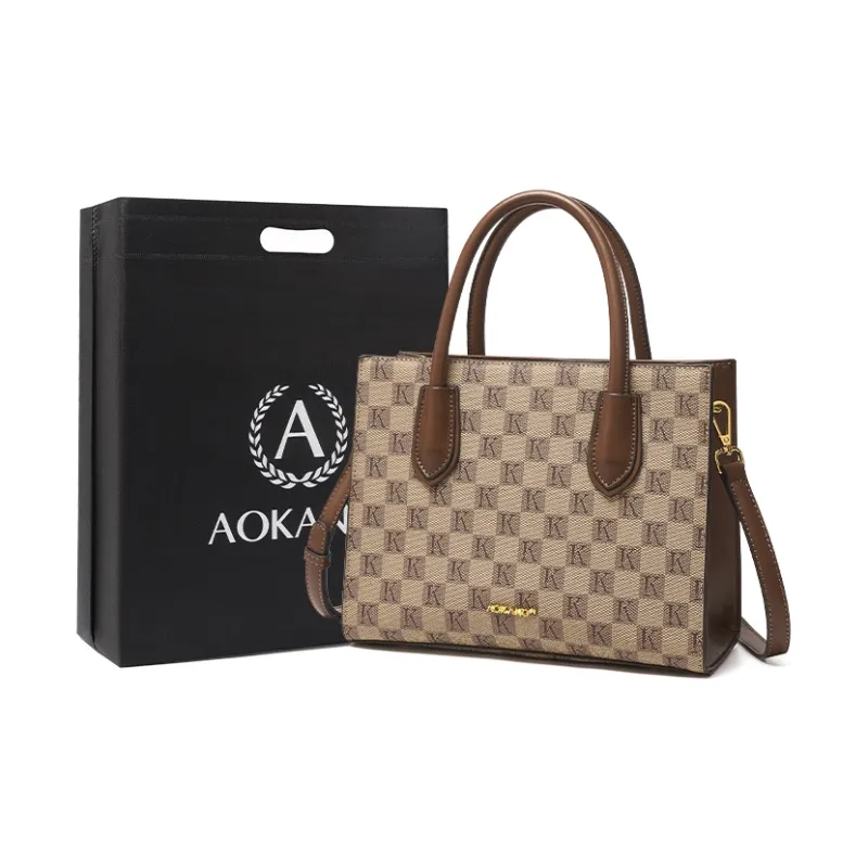 AOKANG PVC Crossbody Bags Totes Mom Bag Tote Bag Shopping Bag Shoulder Bags Handbags Medium Size Women's Khaki Coffee-0