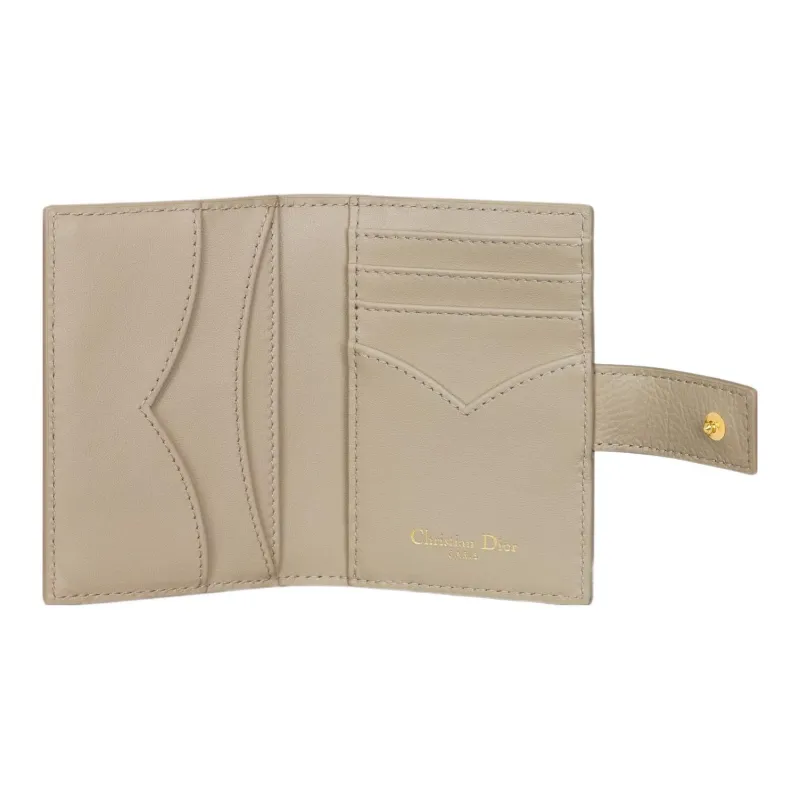 DIOR Caro Soft Cow Leather Card Holder Women's Sandy Umber-3