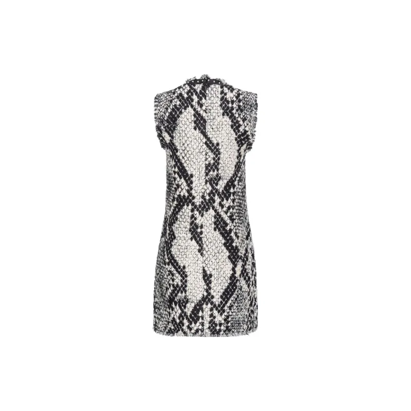 PINKO Mini Abito Snake Jacquard Sleeveless Dress Women's Black White-1