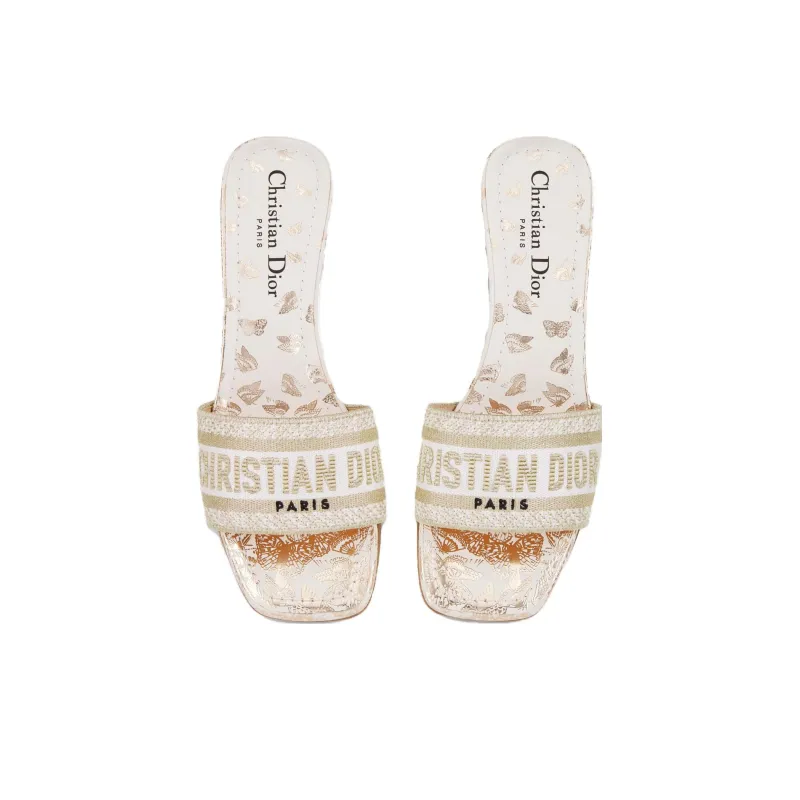 DIOR Dway Slide Slippers Women's White Gold-3