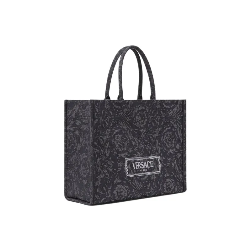 VERSACE Barocco Canvas Tote Bag, Shopping Bag, Handbag Tubas Women's Black-1