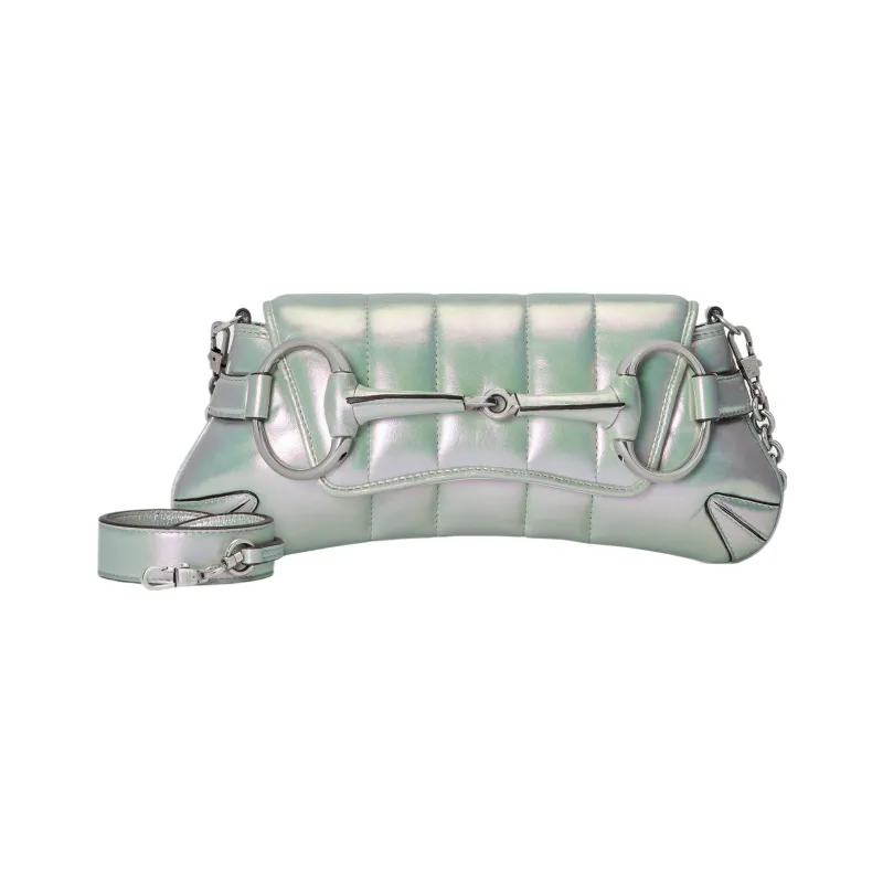 GUCCI HORSEBIT CHAIN Leather Shoulder Bag Handheld Shoulder Bag Women's Iridescent Green-1