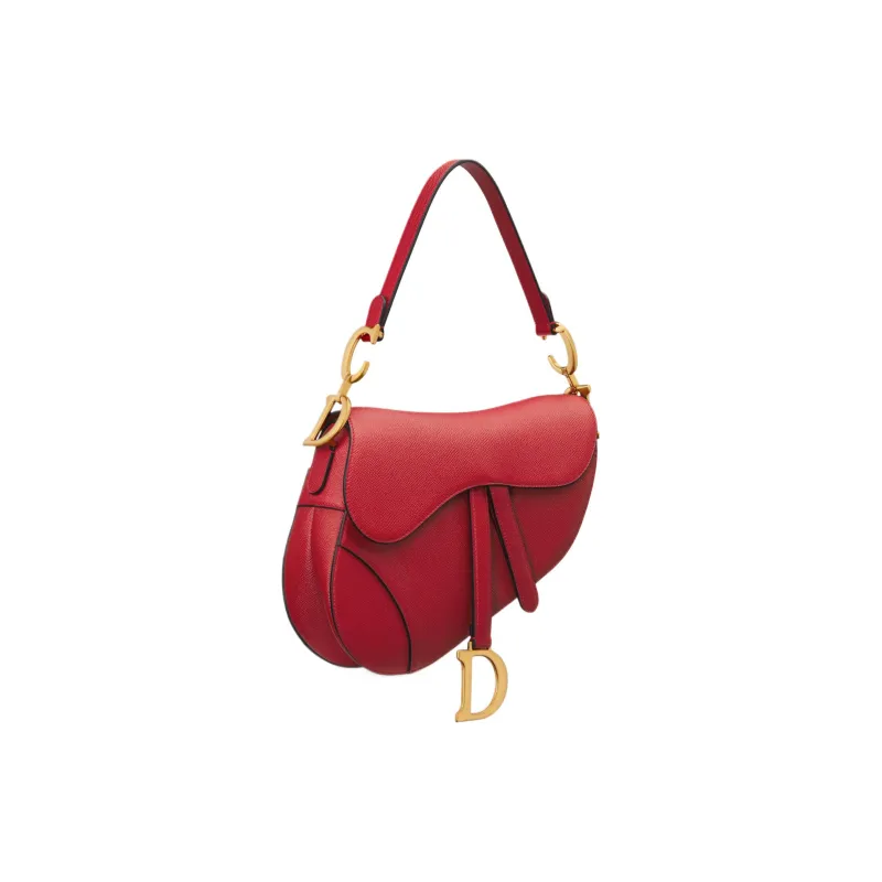 DIOR Saddle Grain Calfskin Saddle Bag, Shoulder Bag, Crossbody Bag, Handbag Women's Red-1
