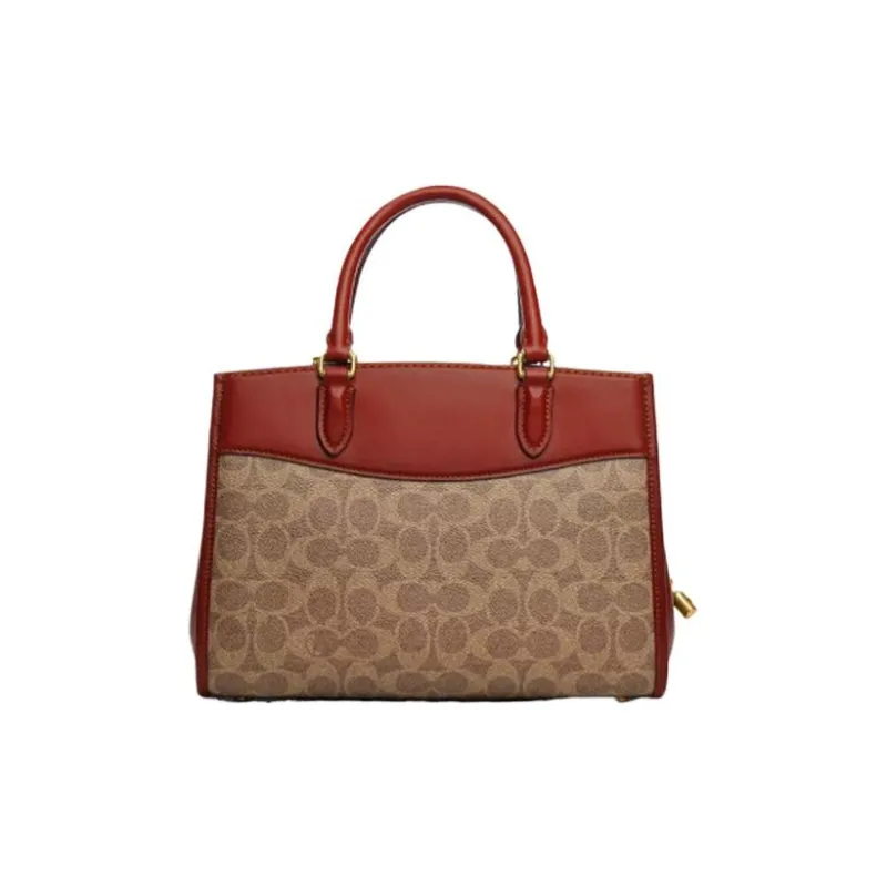 COACH Brooke Leather Shoulder Bag Crossbody Bag Handbag Large Size Women's Tan & Rusty-2