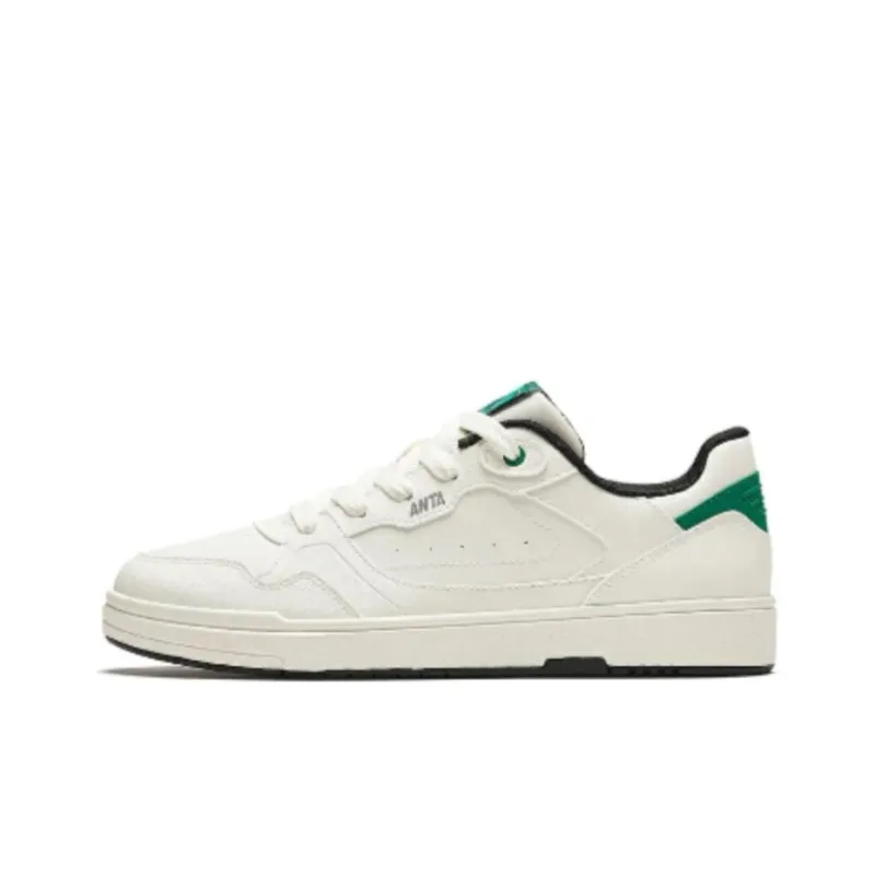 Anta Cushioning Wear-Resistant Low-Top Skateboard Shoes Men's White Green-0