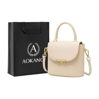 AOKANG Cow Leather Handle Bag, Shoulder Bag, Crossbody Bag, Handbag Women's Milkshake White/Classic Black/Cream Apricot