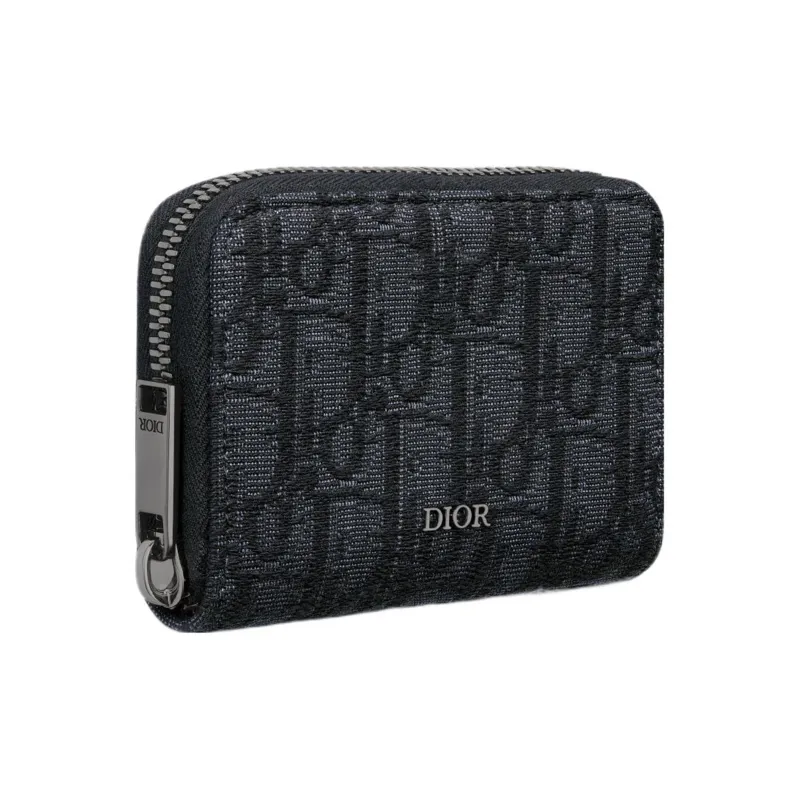 DIOR Oblique Jacquard Fabric Card Holder Men's Black-1