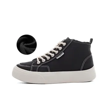 RENBEN Anti Slip And Wear Resistant Warm High Top Canvas Shoes Women's Black