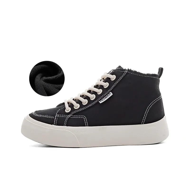 RENBEN Anti Slip And Wear Resistant Warm High Top Canvas Shoes Women's Black-0