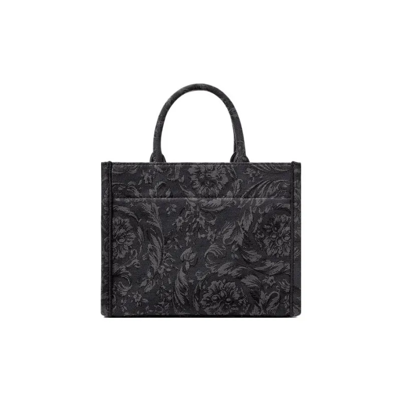 VERSACE Barocco Canvas Tote Bag Shopping Bag Handbag Small Size Women's Black-2