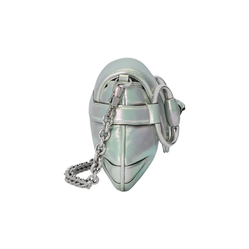 GUCCI HORSEBIT CHAIN Leather Shoulder Bag Handheld Shoulder Bag Women's Iridescent Green-4