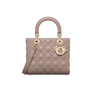 DIOR Lady Dior Lambskin Dior Bag Shoulder Bag Crossbody Bag Handbag Medium Size Women's Taupe